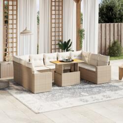 vidaXL 10 részes bézs polyrattan kerti ülőgarnitúra párnával (3271457) - vidaxl