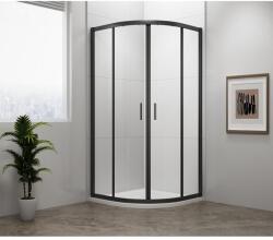 SAPHO POLYSAN EASY LINE BLACK íves zuhanykabin, 800x800mm, matt fekete profil/transzparent üveg (EL2515B) (EL2515B) - szaniteresklimacenter