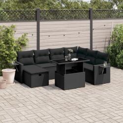 vidaXL 8 részes fekete polyrattan kerti ülőgarnitúra párnákkal (3274995)