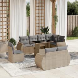 vidaXL 9 részes bézs polyrattan kerti ülőgarnitúra párnákkal (3268669) - vidaxl