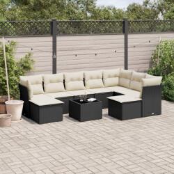 vidaXL 10 részes fekete polyrattan kerti ülőgarnitúra párnákkal (3250415)