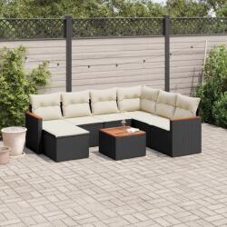 vidaXL 8 részes fekete polyrattan kerti ülőgarnitúra párnákkal (3258612)
