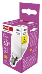 EMOS LED izzó Classic Mini Globe / E14 / 6, 5 W (60 W) / 806 lm / Természetes fehér ZQ1E43 (EMOS-ZQ1E43)