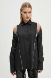 MSGM pamut ing női, galléros, fekete, relaxed, 3742MDE07.247816 - fekete 34