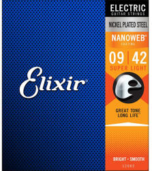 Elixir 12002 NANOWEB Super Light, Струни за електрическа китара 09-42 (NW09-42E)