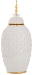 Iliadis Alexandros Vaza din ceramica White Golden cu capac 20 cm x 47 cm (88125)