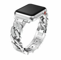 Apple Watch ezüst strasszköves csavart fém szíj 42/44/45/46/49mm