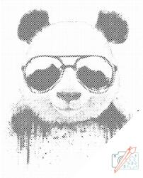 PontPöttyöző - Panda napszemüveggel Méret: 40x50cm, Keretezés: Keret nélkül (csak a vászon), Szín: Fekete