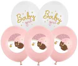 PartyDeco Baloane Baby Girl 30 cm, 6 buc