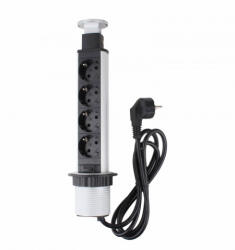 OMU system POP7 4G bútorba építhető süllyeszthető kihúzható rejtett elosztó 4x2+F schucko dugalj ezü (POP7 4G)