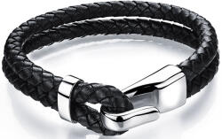 Troli Brățară din piele neagră cu cârlig din oțel Leather