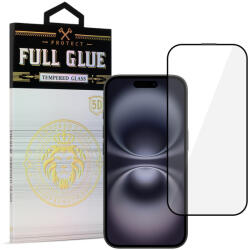 Tempered Glass Protector HARD teljes ragasztós 5D üvegfólia IPHONE 16 PLUS FEKETE üvegfólia