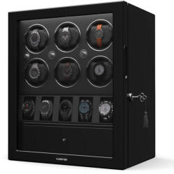 Klarstein Dispozitiv de întors ceasuri ChronoVault, 6+5 ceasuri, vegan, lucios, 4 moduri, Motor Mabuchi, LED, priză (WW4-ChronoVault6+5Bl) (WW4-ChronoVault6+5Bl) - electronic-star