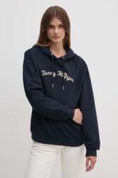 Tommy Hilfiger hanorac de bumbac femei, culoarea albastru marin, cu glugă, cu imprimeu, WW0WW42612 9BYH-BLD00C_59X (WW0WW42612)