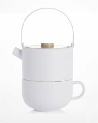 Bredemeijer Tea-for-one Umea Kerámia Teáskanna Bambusz Fedéllel - 0.5 L, Fehér