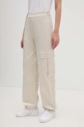 Calvin Klein Jeans pantaloni femei, culoarea bej, lat, high waist, J20J223921 9BYH-SPD00W_08X