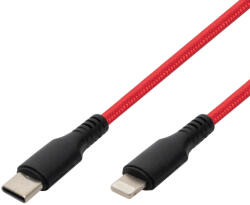 Somogyi Elektronic USBCL1 töltőkábel, USB-C / Lightning, 1 méter, szövött, piros (USBCL1) - bipi