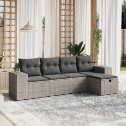 vidaXL 5 részes szürke polyrattan kerti ülőgarnitúra párnákkal (3264396) - vidaxl