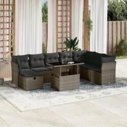 vidaXL 9 részes szürke polyrattan kerti ülőgarnitúra párnákkal (3274710) - vidaxl