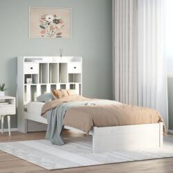 vidaXL fehér tömör fenyőfa könyvespolcos ágy matrac nélkül 75 x 190 cm (3322404)