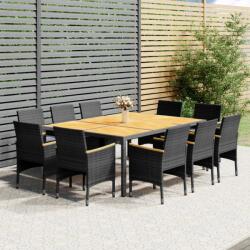 vidaXL 11 részes szürke polyrattan kerti étkezőgarnitúra (3058571)