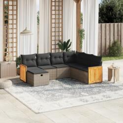 vidaXL 7 részes szürke polyrattan kerti ülőgarnitúra párnákkal (3265764)