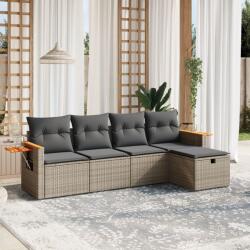 vidaXL 5 részes szürke polyrattan kerti ülőgarnitúra párnákkal (3265505)