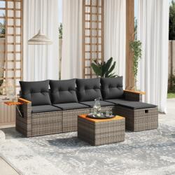 vidaXL 6 részes szürke polyrattan kerti ülőgarnitúra párnákkal (3265512)