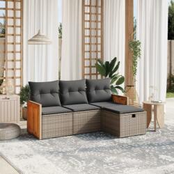 vidaXL 4 részes szürke polyrattan kerti ülőgarnitúra párnákkal (3265708)