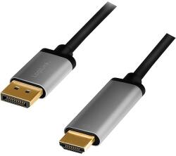 LogiLink DisplayPort cable, DP/M to HDMI A/M, 4K/60 Hz, alu, black/grey, 2 m (CDA0107)