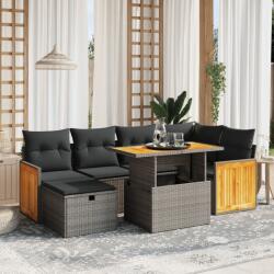 vidaXL 7 részes szürke polyrattan kerti ülőgarnitúra párnákkal (3276252)