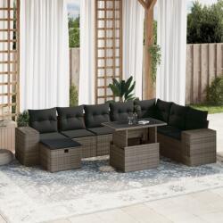 vidaXL 9 részes szürke polyrattan kerti ülőgarnitúra párnákkal (3275350)
