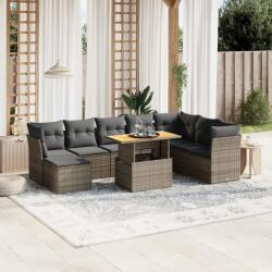 vidaXL 9 részes szürke polyrattan kerti ülőgarnitúra párnákkal (3275517)