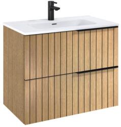 AREZZO design design MONTEREY 80 cm-es alsószekrény 2 fiókkal természetes fa színben, szifonkivágással AR-169432 (AR-169432)