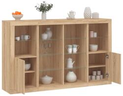 vidaXL 3 db sonoma tölgy színű szerelt fa tálalószekrény LED-ekkel (3209137)