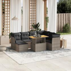 vidaXL 8 részes szürke polyrattan kerti ülőgarnitúra párnákkal (3275496)