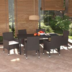 vidaXL 7 részes barna polyrattan kerti étkezőgarnitúra párnákkal (3094995)