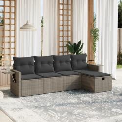 vidaXL 5 részes szürke polyrattan kerti ülőgarnitúra párnákkal (3263776)