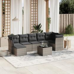 vidaXL 8 részes szürke polyrattan kerti ülőgarnitúra párnákkal (3263206)