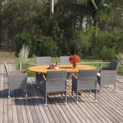 vidaXL 7 részes szürke polyrattan kerti étkezőgarnitúra (3070756) - vidaxl