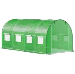 SPRINGOS Seră de grădină cu folie UV4 - 140g/m2 - 4, 5x2x2 m - verde