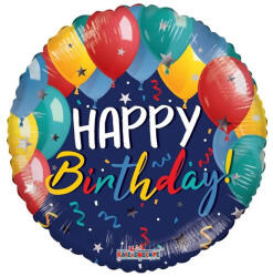 Conver ECO fólia lufi, 18"/45cm, gömb alakú, léggömbös, Happy Birthday