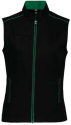 Designed To Work WK6149 Női mellény három zsebbel és kontrasztos díszítésekkel Designed To Work, Black/Kelly Green-XL (wk6149bl-kl-xl)