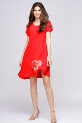 Pierino Rochie A line din crep de vascoza rosie, cu imprimeu maci stilizati 2XL/3XL