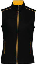 Designed To Work WK6149 Női mellény három zsebbel és kontrasztos díszítésekkel Designed To Work, Black/Yellow-S (wk6149bl-ye-s)