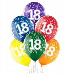 Balloons4party Set 6 baloane latex majorat multicolor 18 ani 30 cm