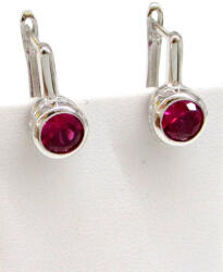 Buttonos ezüst fülbevaló - 15 mm (fuchsia) (2024092012)