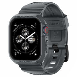 Spigen Apple Watch 4 / 5 / 6 / 7 / 8 / 9 / SE / SE 2 okosóra tok és szíj, 44mm / 45mm, TPU / szilikon, szürke, Spigen Rugged Armor Pro - bluedigital
