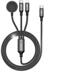 AWEI W23 Type-C/Lightning/Apple Watch töltőkábel 100W/10W/2.5W - fekete