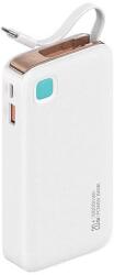 USAMS XY Series Powerbank visszahúzható USB-C kábel 10000 mAh PD 20W - fehér